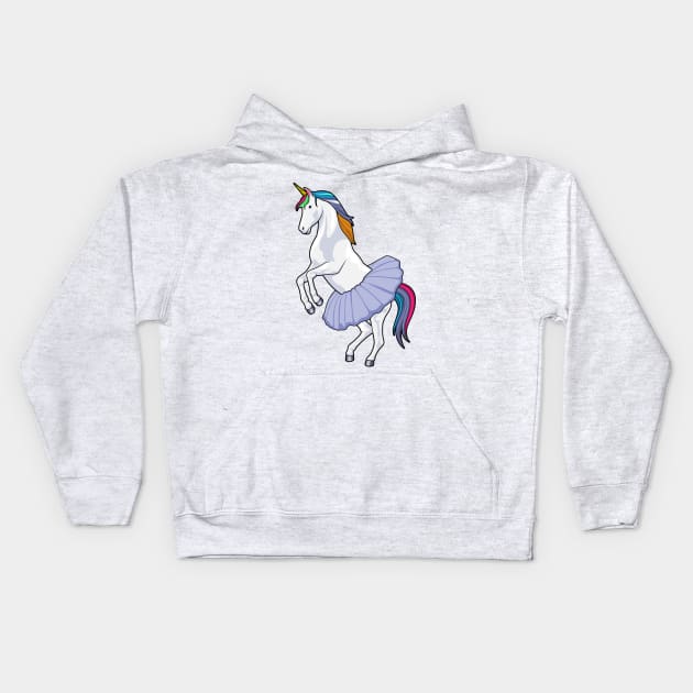 Unicorn at Ballet with Skirt Kids Hoodie by Markus Schnabel